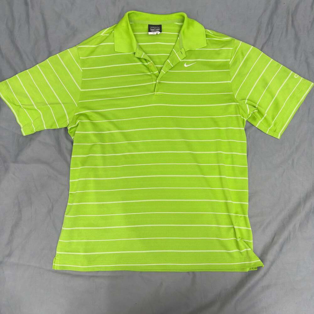 Nike‎ Golf Shirt Mens Medium Granny Smith Green Dri FiT Player Performance Polo